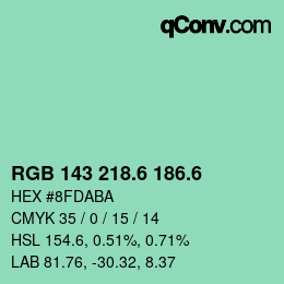 カラーコード: RGB 143 218.6 186.6 | qconv.com