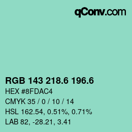 カラーコード: RGB 143 218.6 196.6 | qconv.com