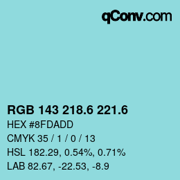 カラーコード: RGB 143 218.6 221.6 | qconv.com