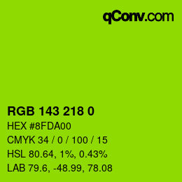 Color code: RGB 143 218 0 | qconv.com