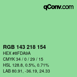 Color code: RGB 143 218 154 | qconv.com