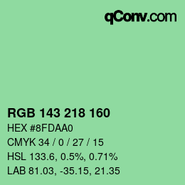 カラーコード: RGB 143 218 160 | qconv.com