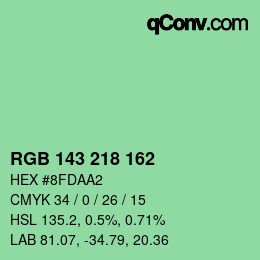 カラーコード: RGB 143 218 162 | qconv.com