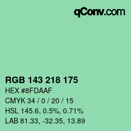 Color code: RGB 143 218 175 | qconv.com