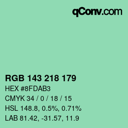 Color code: RGB 143 218 179 | qconv.com