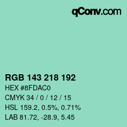 カラーコード: RGB 143 218 192 | qconv.com