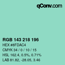 Color code: RGB 143 218 196 | qconv.com