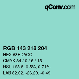 Color code: RGB 143 218 204 | qconv.com