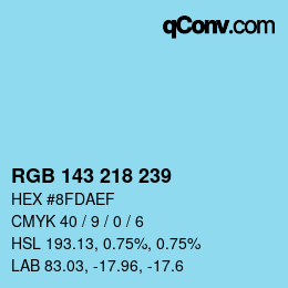 カラーコード: RGB 143 218 239 | qconv.com