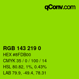 Color code: RGB 143 219 0 | qconv.com