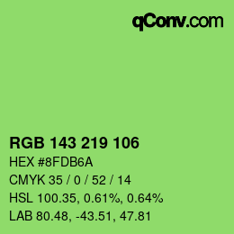 Color code: RGB 143 219 106 | qconv.com