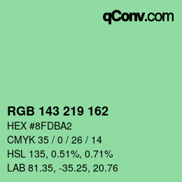 Color code: RGB 143 219 162 | qconv.com