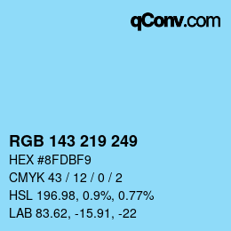 カラーコード: RGB 143 219 249 | qconv.com