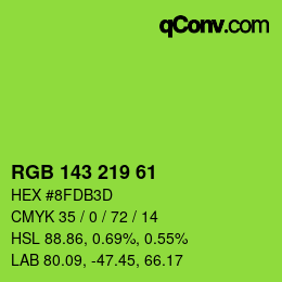 Color code: RGB 143 219 61 | qconv.com