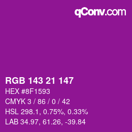 Color code: RGB 143 21 147 | qconv.com