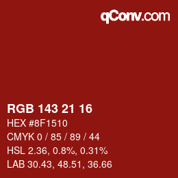 Color code: RGB 143 21 16 | qconv.com