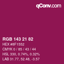 Color code: RGB 143 21 82 | qconv.com