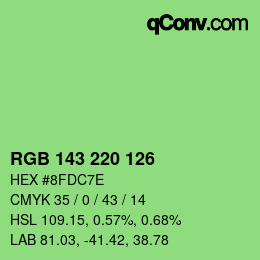 Color code: RGB 143 220 126 | qconv.com