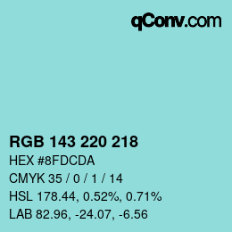 Color code: RGB 143 220 218 | qconv.com