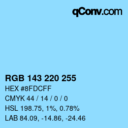 Color code: RGB 143 220 255 | qconv.com