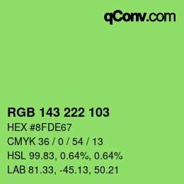 Color code: RGB 143 222 103 | qconv.com