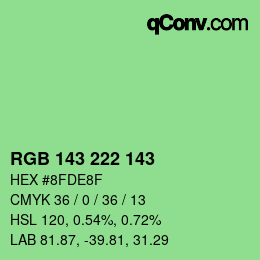 Color code: RGB 143 222 143 | qconv.com