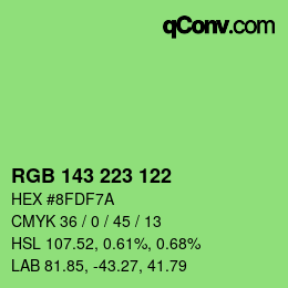 Color code: RGB 143 223 122 | qconv.com