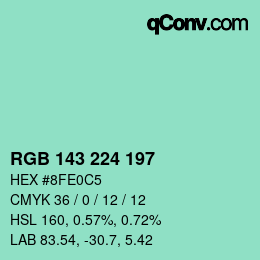 Código de color: RGB 143 224 197 | qconv.com