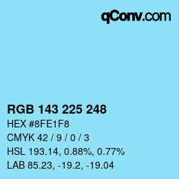 Color code: RGB 143 225 248 | qconv.com