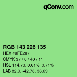 Color code: RGB 143 226 135 | qconv.com