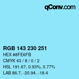 颜色代码: RGB 143 230 251 | qconv.com
