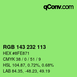 Color code: RGB 143 232 113 | qconv.com