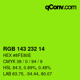 Color code: RGB 143 232 14 | qconv.com