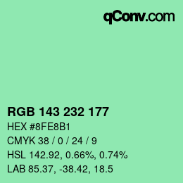 Farbcode: RGB 143 232 177 | qconv.com