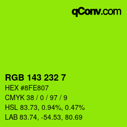 Color code: RGB 143 232 7 | qconv.com