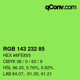 Color code: RGB 143 232 85 | qconv.com