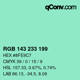 Color code: RGB 143 233 199 | qconv.com