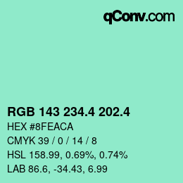 カラーコード: RGB 143 234.4 202.4 | qconv.com