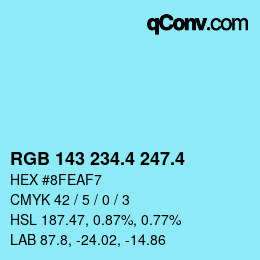 カラーコード: RGB 143 234.4 247.4 | qconv.com
