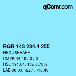 カラーコード: RGB 143 234.4 255 | qconv.com