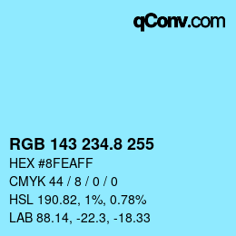 カラーコード: RGB 143 234.8 255 | qconv.com