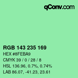 Color code: RGB 143 235 169 | qconv.com