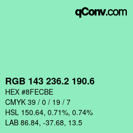 カラーコード: RGB 143 236.2 190.6 | qconv.com