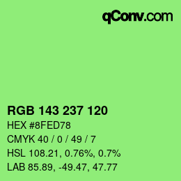 颜色代码: RGB 143 237 120 | qconv.com