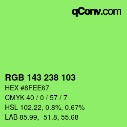 Color code: RGB 143 238 103 | qconv.com