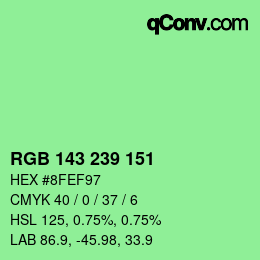 Color code: RGB 143 239 151 | qconv.com