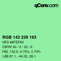 カラーコード: RGB 143 239 163 | qconv.com