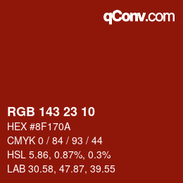 颜色代码: RGB 143 23 10 | qconv.com