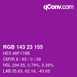 Color code: RGB 143 23 155 | qconv.com