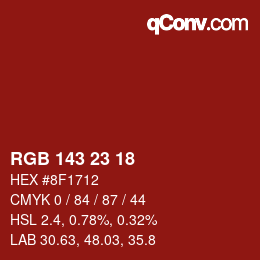 カラーコード: RGB 143 23 18 | qconv.com